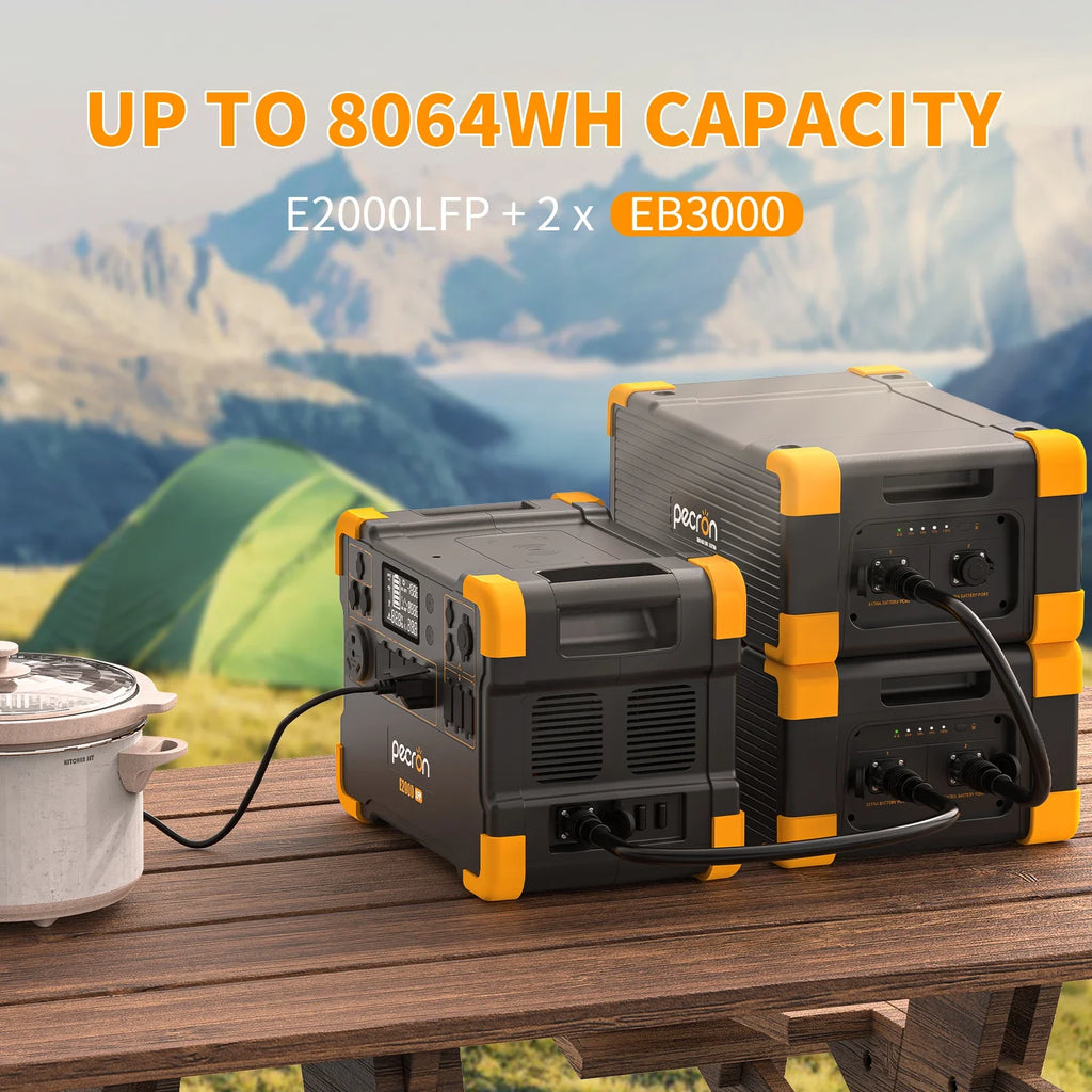 Pecron E2000LFP Portable Power Station 1920Wh Expandable to 8064Wh LiFePO4 Battery 2000W Solar Generator for Home, Camping, RV
