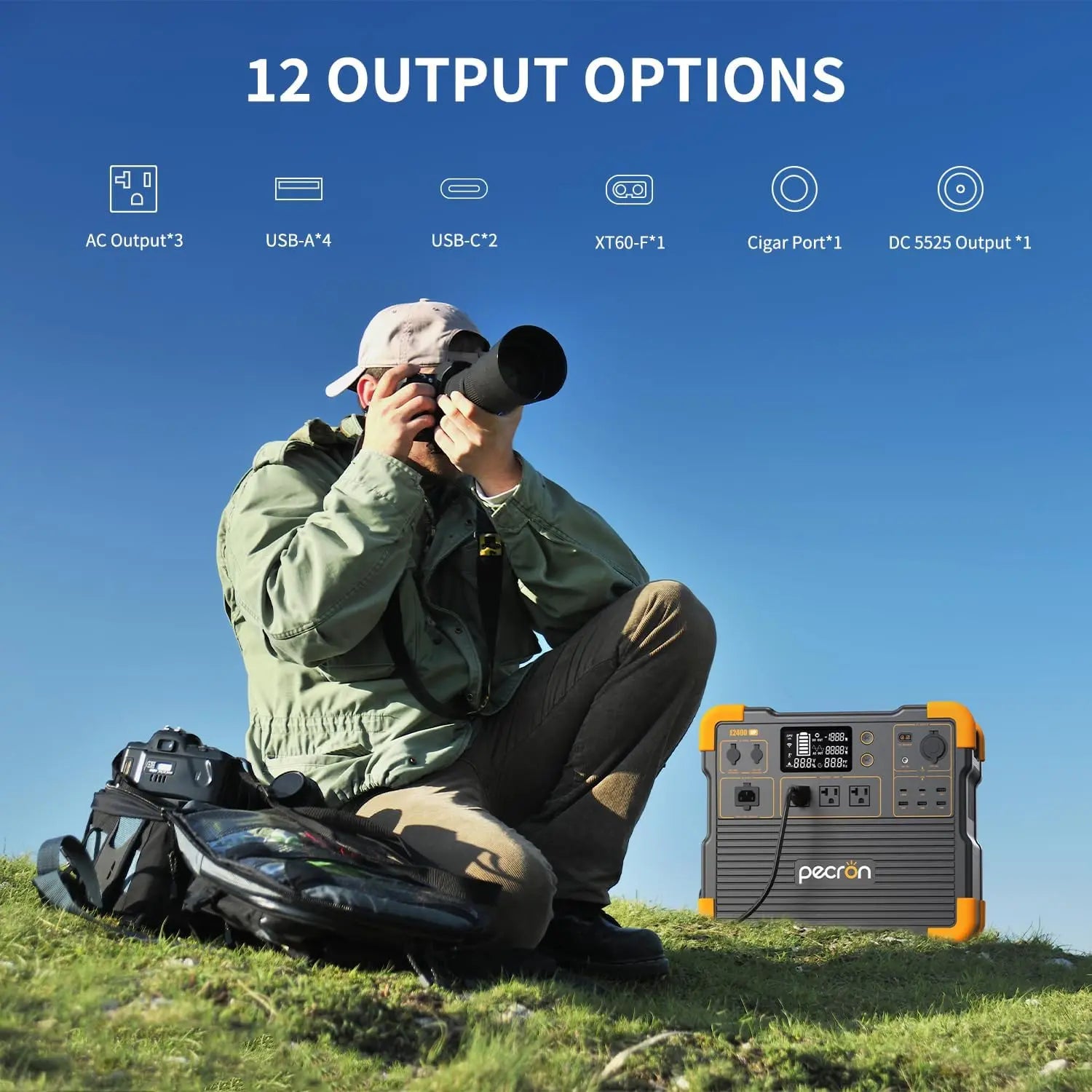 2400W Portable Power Station – Pecron E2400LFP, 2048Wh LiFePO4, Fast Solar Charging