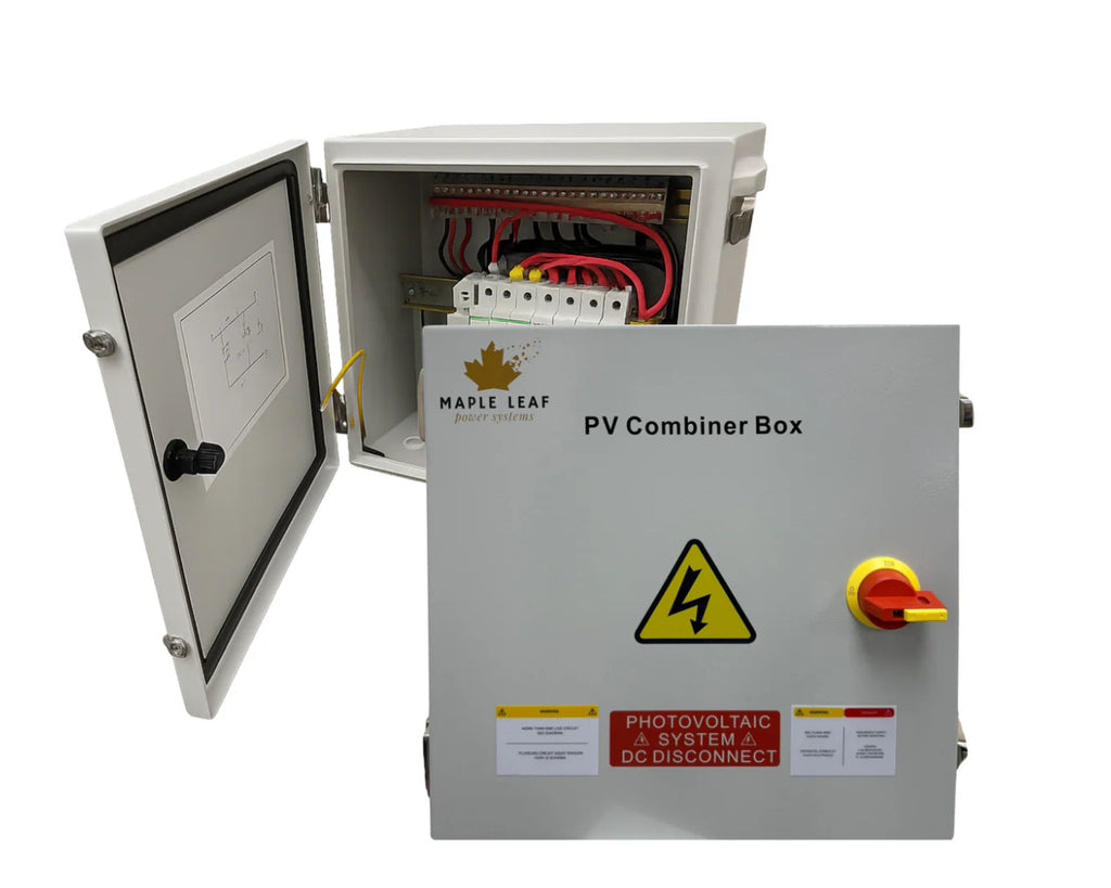 Maple Leaf Solar Combiner Box - 600 VDC Disconnect Box 2-In 2-Out | W/ Surge Protection | IP65 Waterproof & Lightning Arrester