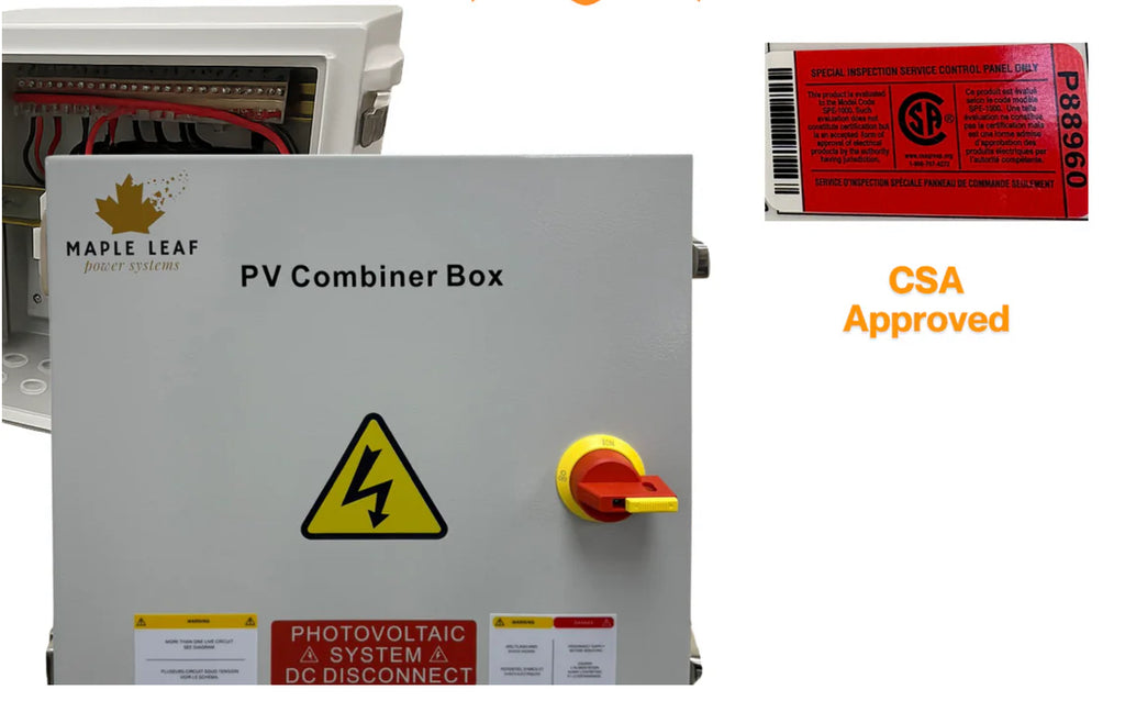 Maple Leaf Solar Combiner Box - 600 VDC Disconnect Box 2-In 2-Out | W/ Surge Protection | IP65 Waterproof & Lightning Arrester